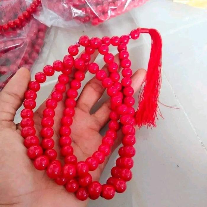 tasbih batu marjan laut Nusantara asli original Merah Muslim