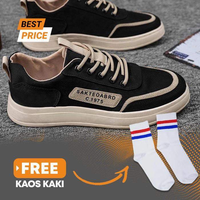 ( Beli Sepatu Gratis Kaos Kaki) Sepatu Sneakers Skateboard Pria Kekinian 01103110 Sepatu Fashion Ter
