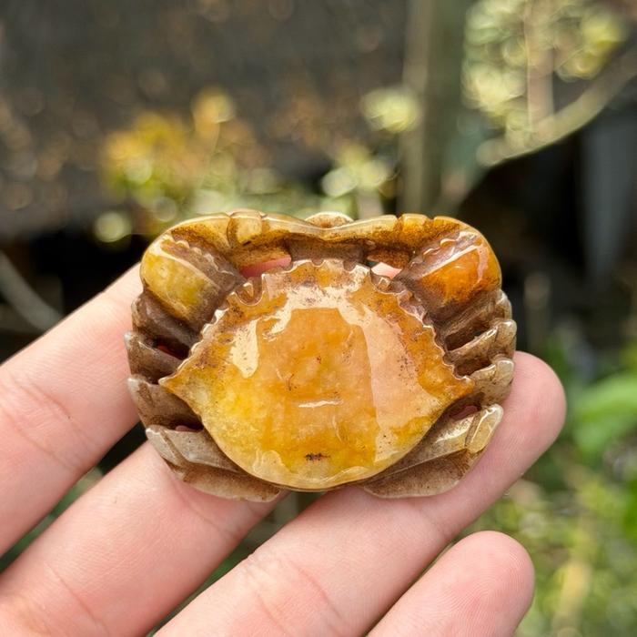 TAHUN 1960 AN ! JADEITE JADE TIPE A ASLI ! liontin giok birma type A kalung ukir ukiran kepiting vin