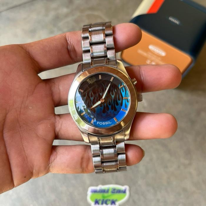 Vintage FOSSIL BIG TIC BLUE FLAME, Jam FOSSIL BIGTIC FLAME, Not Nike triax, not jam oakley