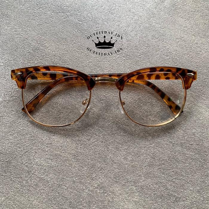 Kacamata Clubmaster Bronx Leopard/Engsel Besi