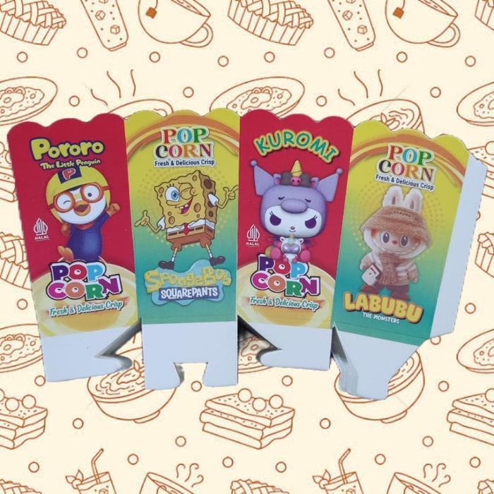Safitiri Kemasan Kertas Popcorn Mini Ukuran 9×5 Cm / Wadah Popcorn Isi 100 Lembar / Tempat Popcorn /