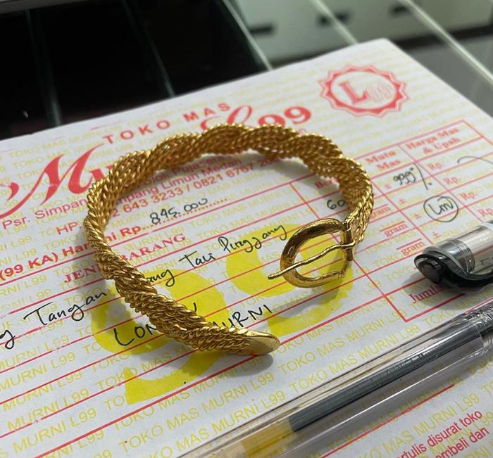 Gelang Tangan Cocang Tali Pinggang - Emas Logam Mulia London Murni