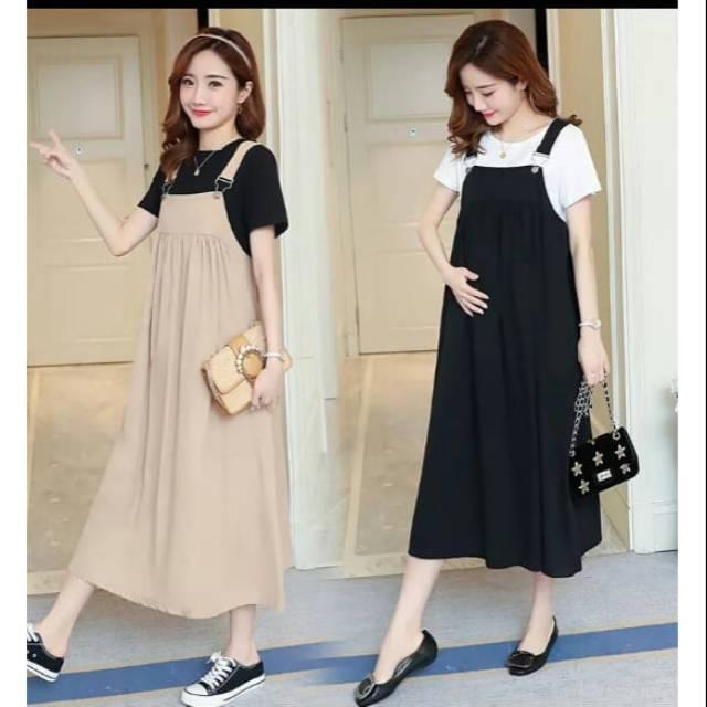 Overall Bumil RO OVERAL JUMBO IBU HAMIL WANITA OVERAL BIGSIZE KEKINIAN - Hitam, XL