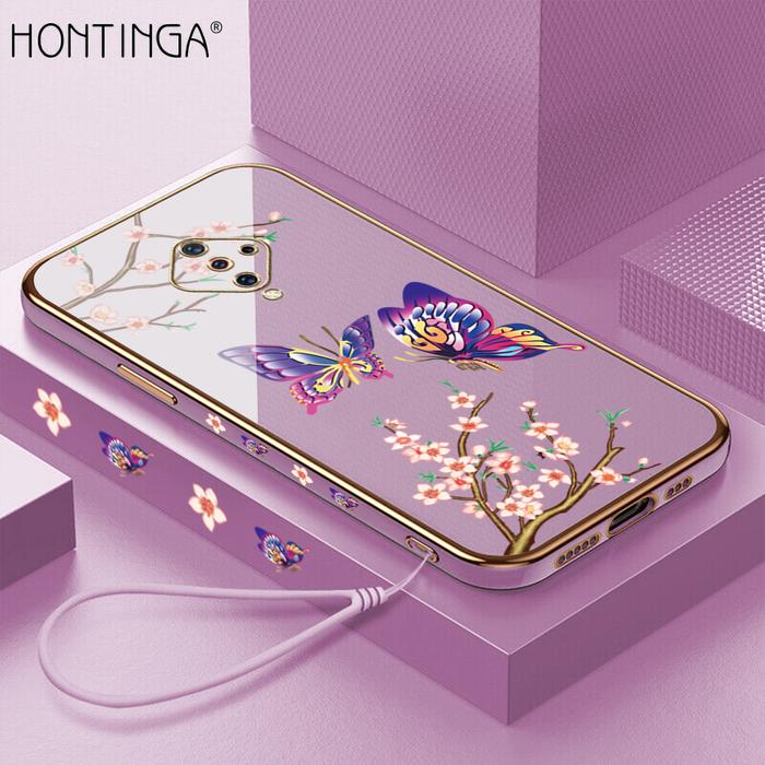 Hontinga Casing Vivo S1 Pro, Sarung HP Kotak TPU Lembut Berlapis Krom
