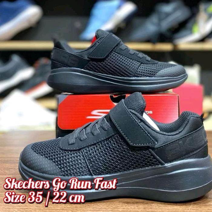 SEPATU / SHOES SKECHERS GO RUN FAST FULL BLACK KIDS