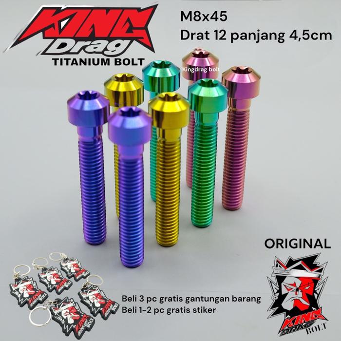 baut 02 KINGDRAG THAILAND M8x45 8x45 baut 12 panjang drat 4,5cm QUALITY