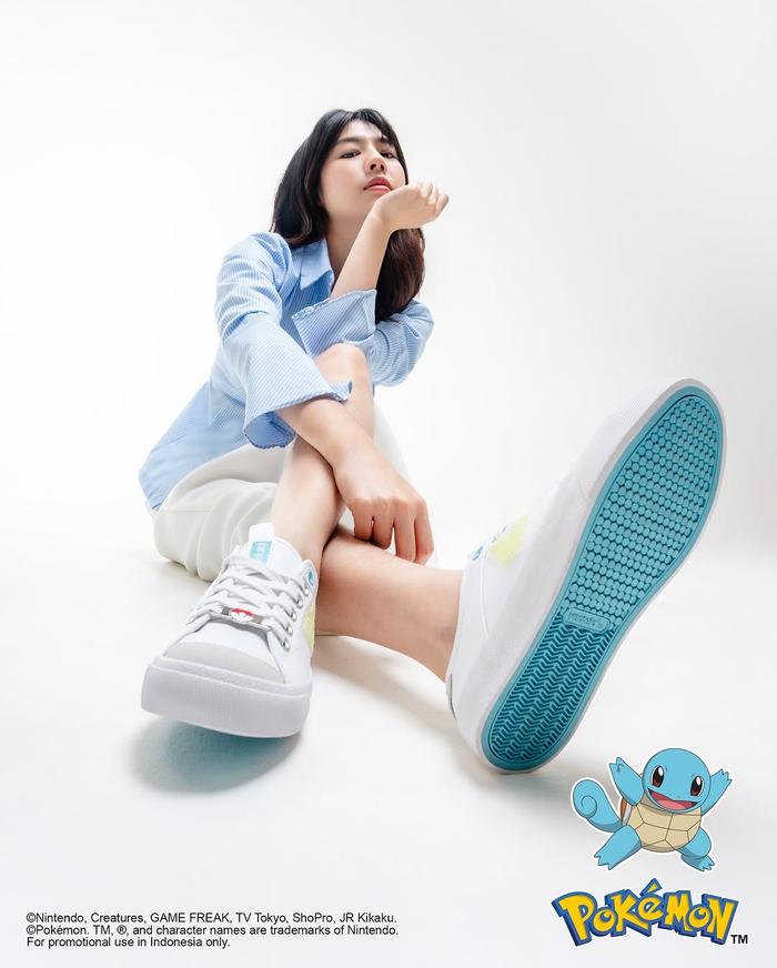 Ventela Champion Pokemon Sepatu White Blue Champion Squirtle  Putih Biru Seri Terbatas Dengan Bordir