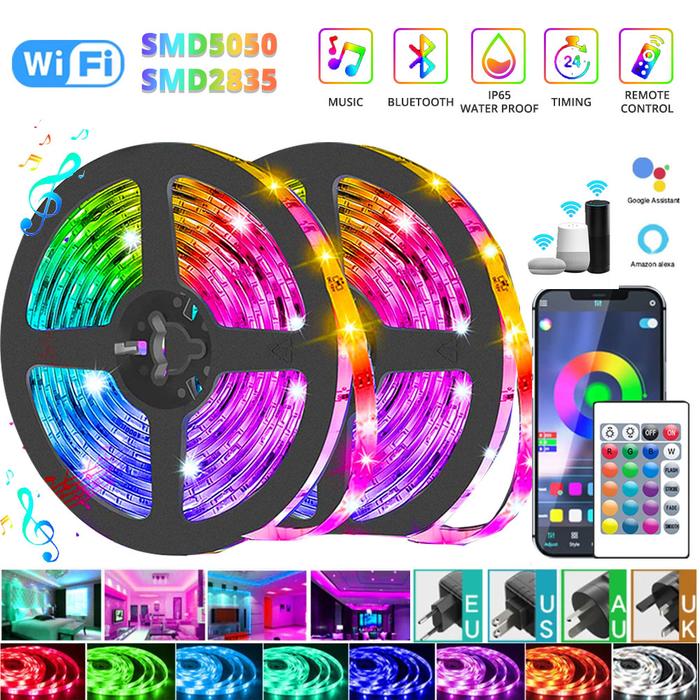Strip Lampu LED Bluetooth 2835 5050SMD WIFI RGB Pita Fleksibel Tahan