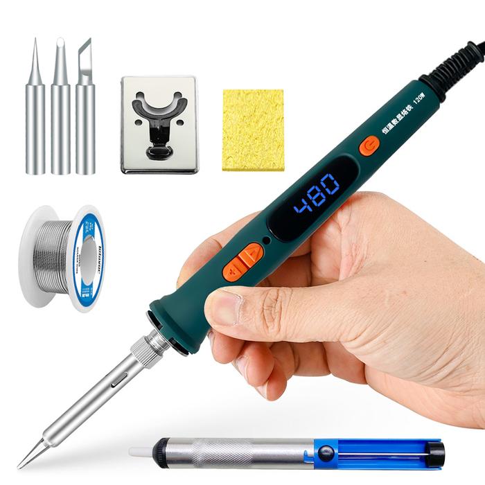 Solder besi digital 120W, Set alat solder perbaikan, solder listrik,