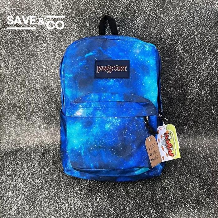 Tas Jansport Large Backpack Motif Galaxy Blue Sekolah Travel