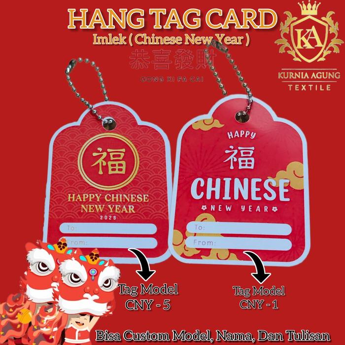 HangTag Imlek Custom Murah Premium / Tag Imlek / Tag Chineese New Year 1 Sisi Free Design Model Nama