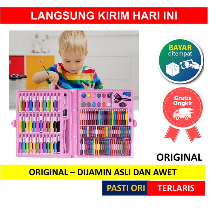 150 pcs Crayon Alat Lukis Anak Pensil Warna Cat Air Perlengkapan Menggambar Melukis Mewarnai Set Art
