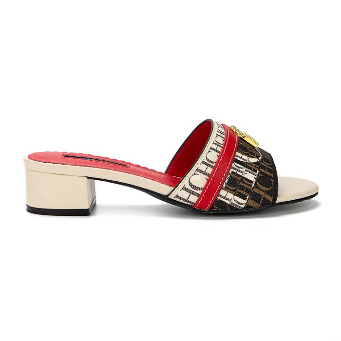 Summer 2025 Red Brown Beige Wedge Heel Sandals Retro Color Block Cross Strap Women Vacation Commute 