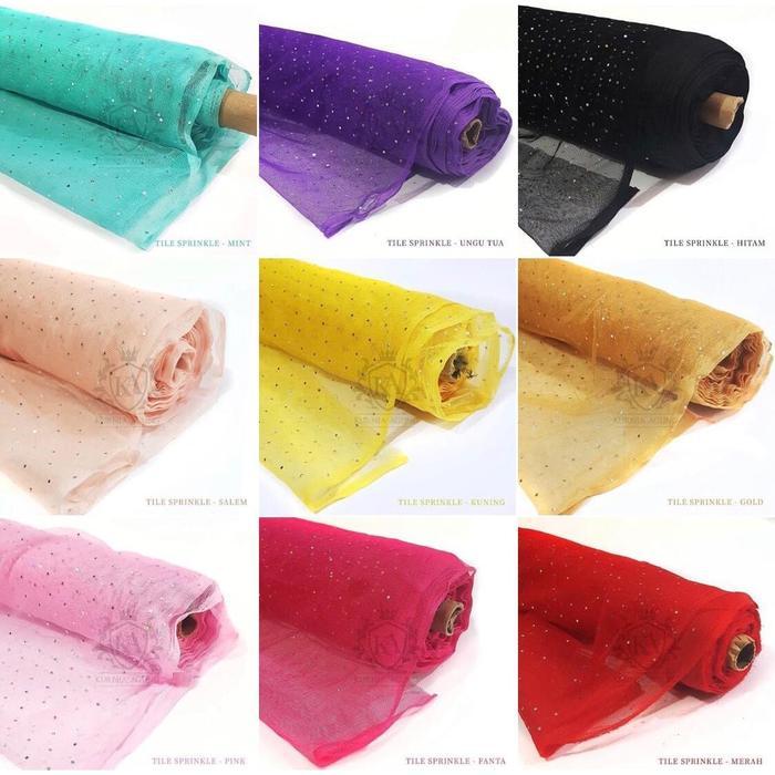 TERJAMIN Kain Tile / Tulle Glitter Sprinkle Halus 170 cm perMETER MURAH