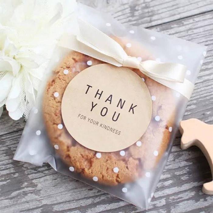 100pcs Plastic Transparent Cellophane Bags Polka Dot Candy Cookie