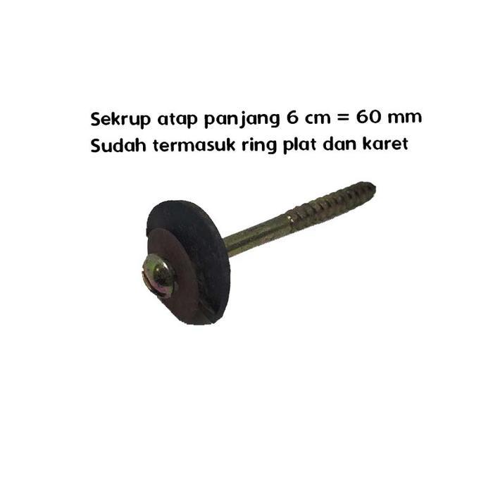 Sekrup Sekerup Skrup Atap Asbes Kanopi Panjang 6 cm 60 mm Ring Karet