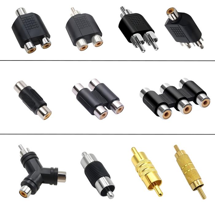 5pcs RCA Jack Female To Male Plug Connector Adapter RCA Female To Female Y Splitter Converter RCA Pl