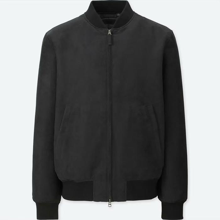 Uniqlo - Suede-Touch Rib Blouson / Bomber Jacket - Black - Size S fit M
