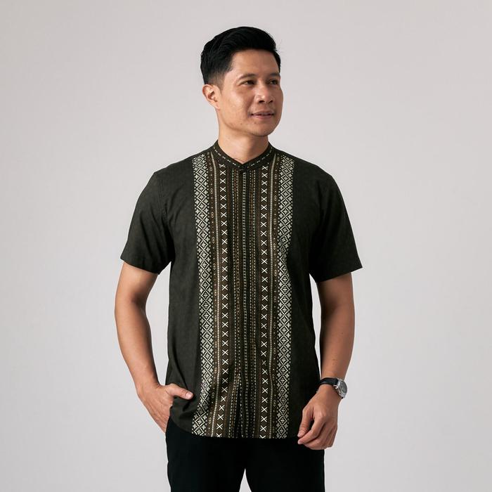 Baju Koko Pria E2TEN – Siraj | Koko Pria Modern Lengan Pendek Motif Premium