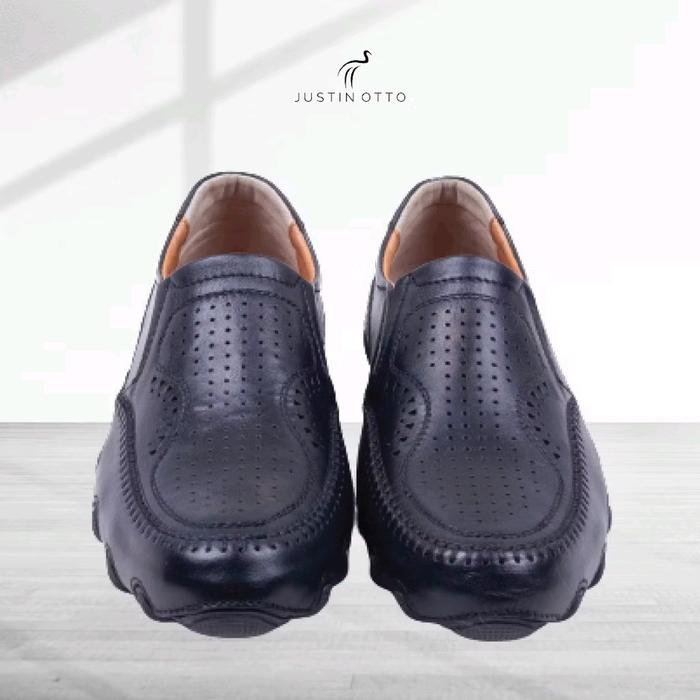 Sepatu Kerja Flat Pria Justin Otto Hummer 01 Full Kulit Asli Kasual Sneakers - Shoes Hitam