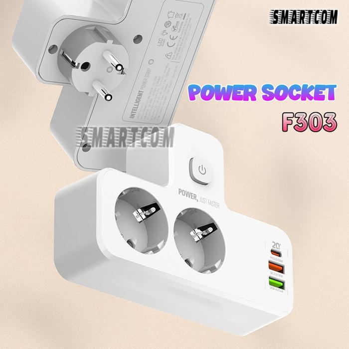 Stop Kontak F303 Kabel Switch Lubang Saklar On Off Stop Kontak Socket Extension 2500W