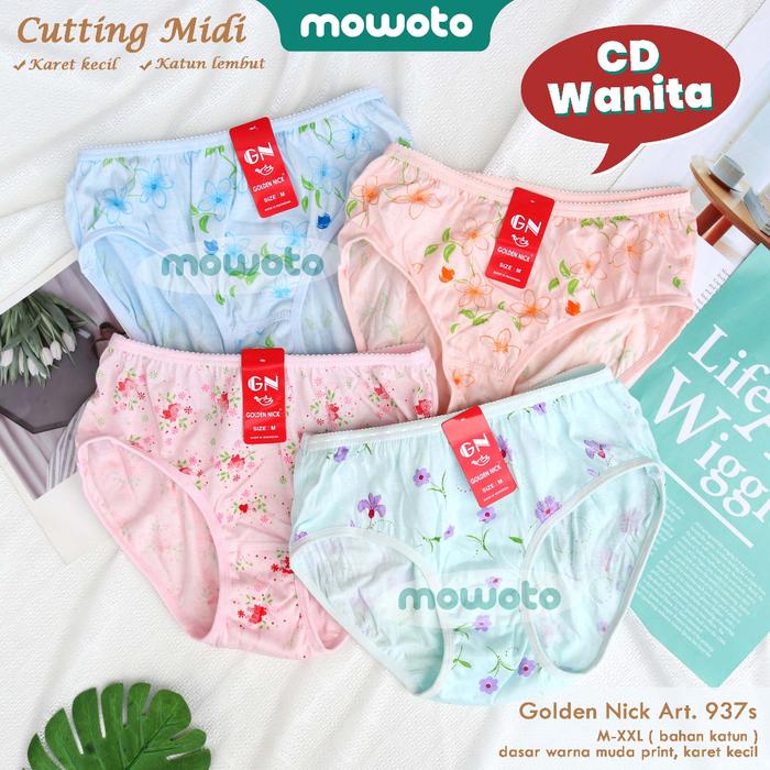 [ 6pc ] CD Golden Nick 937s Sablon / 937 Print Celana Dalam Wanita Dewasa M-XXL CD Jumbo Bahan Katun