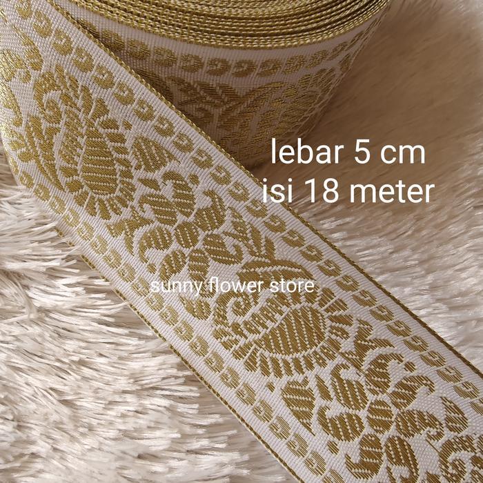 Gamis Renda Pita Lebar 5 cm rna Gold Putih