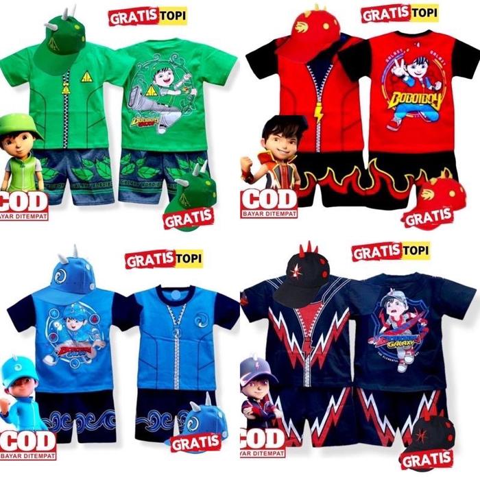 SETELAN ANAK BOBOIBOY HALILINTAR/GEMPA/API/SOLAR/DAUN/BAJU ANAK BOBOIBOY LAKI LAKI/KOSTUM ANAK BOBOI