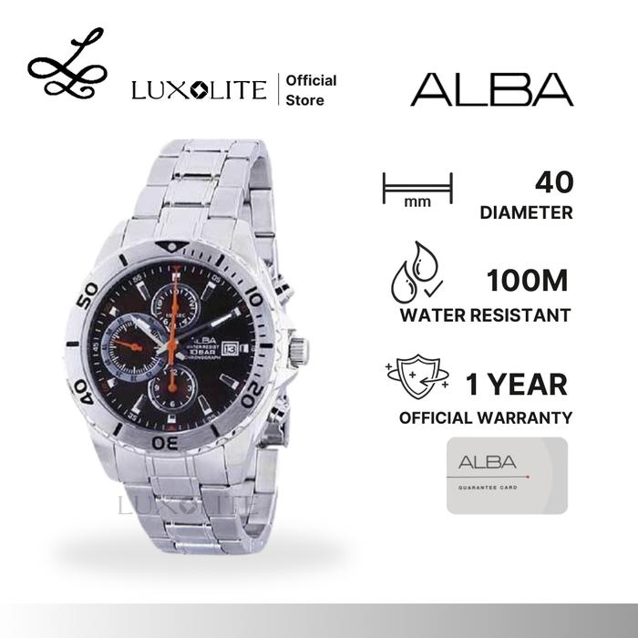 ALBA Jam Tangan Pria Analog AF8M95/AF8M95X1 Silver Stainless Steel