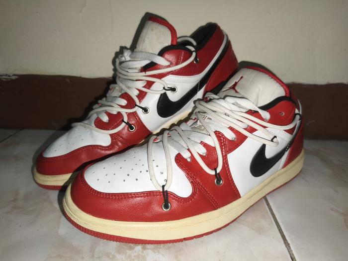 AJ1 Low X Off White Chicago, Size 47.5/31.5cm China (2nd, Kondisi 80%, Yellowing, Insole bukan bawaa