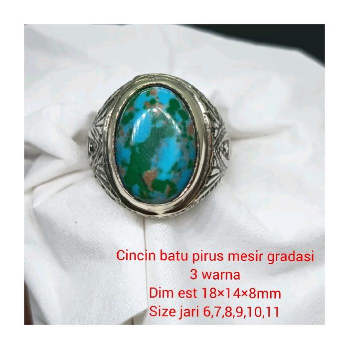 CINCIN BATU PIRUS MESIR BIRU URAT EMAS GRADASI 3 WARNA