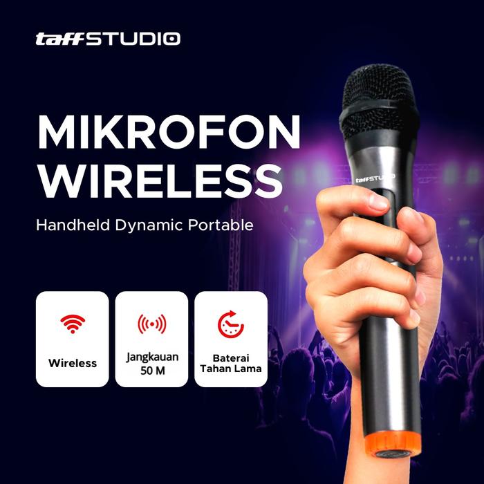 Cahayastore - Mikrofon Karaoke Wireless | Mic Dynamic Portable | Receiver 2.4GHz