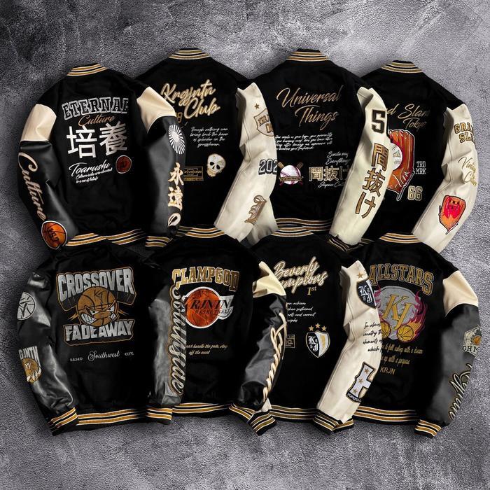 Jaket Varsity Vintage Baseball Ori Jacket Bordir Kulit Outerwear 1