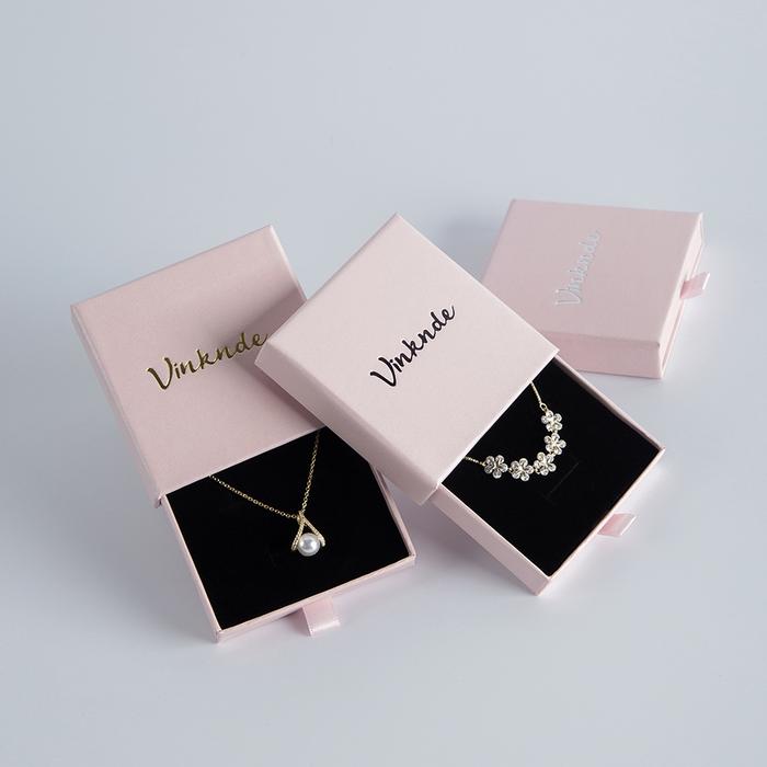 Wholesale 24pcs Custom Jewelry Packaging Box with logo Pink Cardboard Drawer Sliding Jewellery Earri
