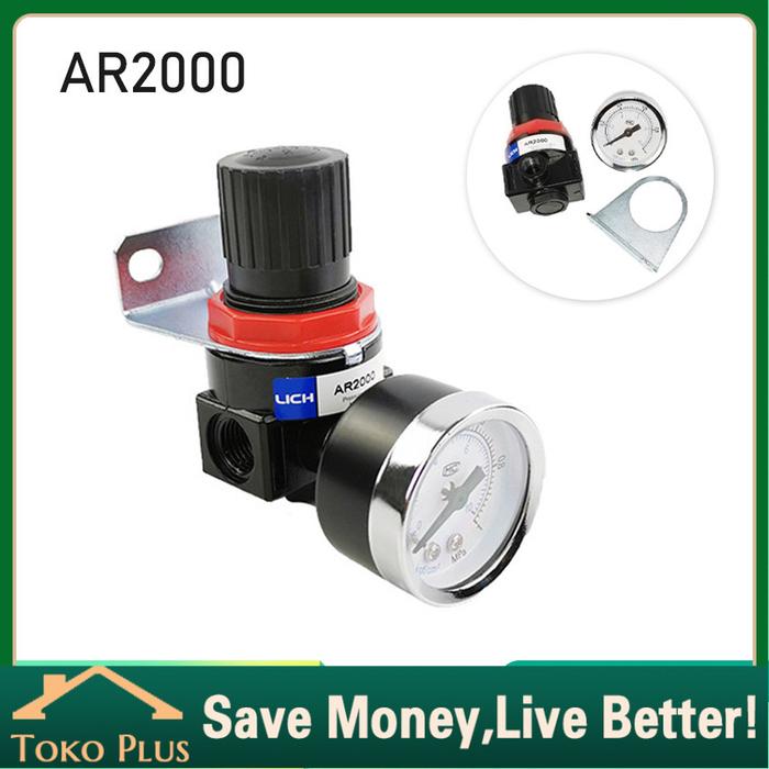 AR2000 Air Regulator Angin Ukuran 1/4 inch Kompresor Angin regulator Pengatur Tekanan Angin AR2000 D