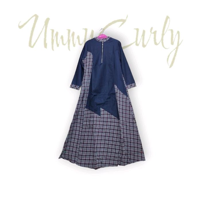 Gamis Line A bahan tuyobo+Flanel polos kombinaso kotak