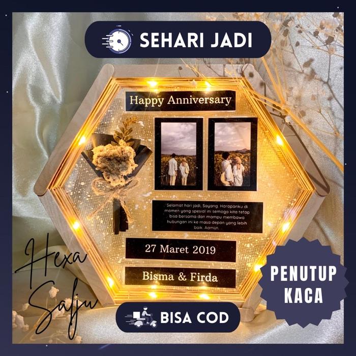 TERLARIS Hexa Salju | Kado Custom Ulang Tahun Cewek Cowok | Kado Natal | Bingkai Foto Custom | Kado