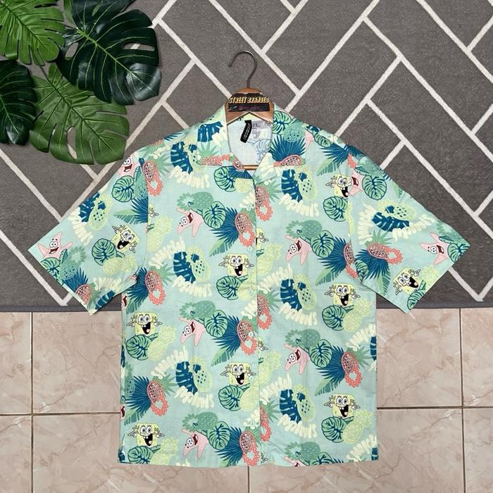 Kemeja H&M | Kemeja Hawai H&M | H&M Hawaiian Shirt | Kemeja Spongebob | Kemeja Hawai H&M