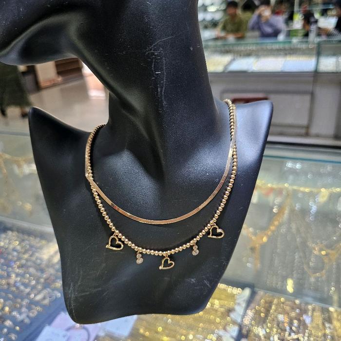 kalung dua layer bijalada x madona gantungan love mata 750