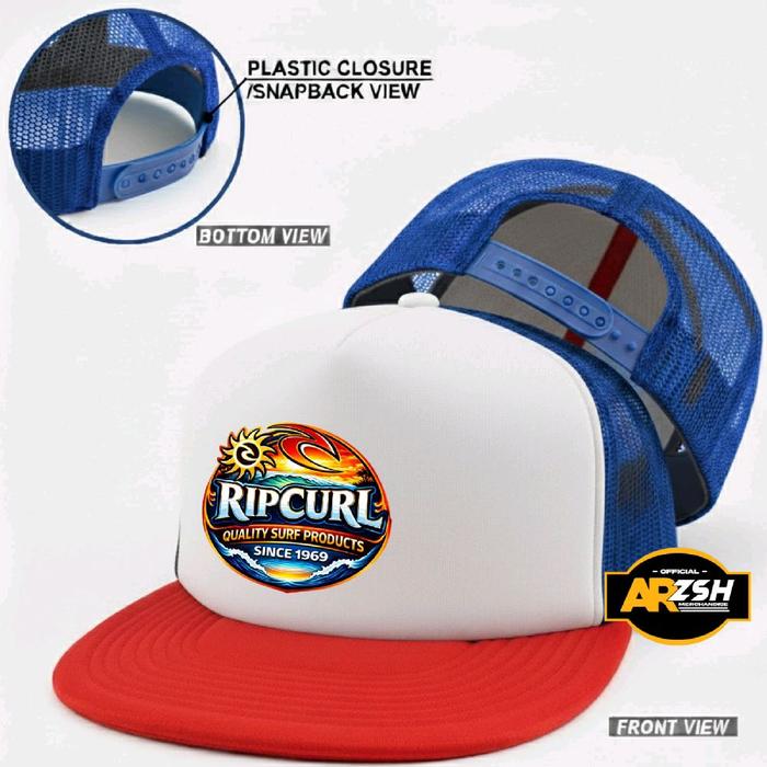 Topi RipCurl Snapback Trucker / Topi Snapback Jaring Premium Distro / Topi Jaring Fashion Pria Wanit