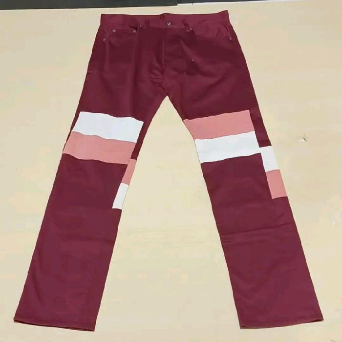 Abahouse & Co Ecru Series Patchwork Maroon/Peach/White Japanese Denim Original