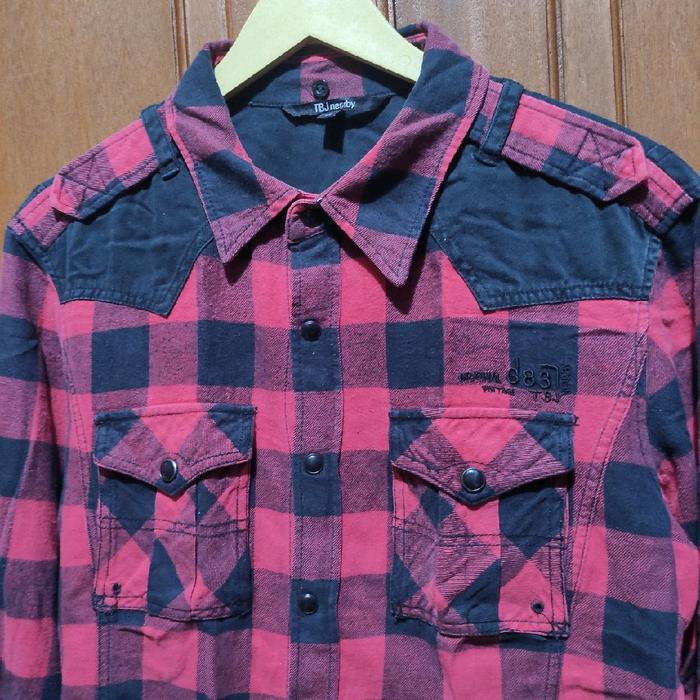 TBJ nearby Kemeja lengan pajang Outer bahan tebal flanel katun tebal