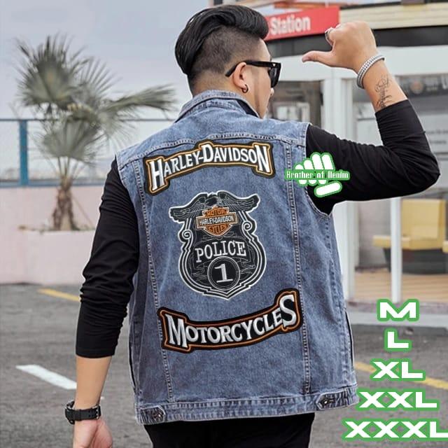 Jaket Rompi Jeans Pria Harley Sandwash Premium Vest Pria Ukuran M L XL XXL XXXL