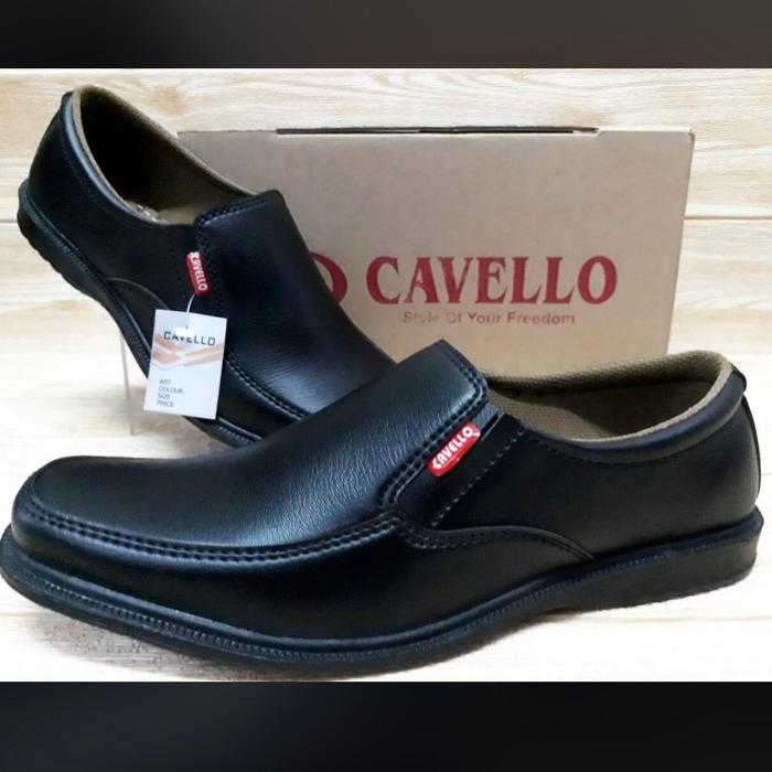 Sepatu Pantofel Cavello Original Sepatu Formal Pria Slip on Dan Tali Shoes Kerja Hitam