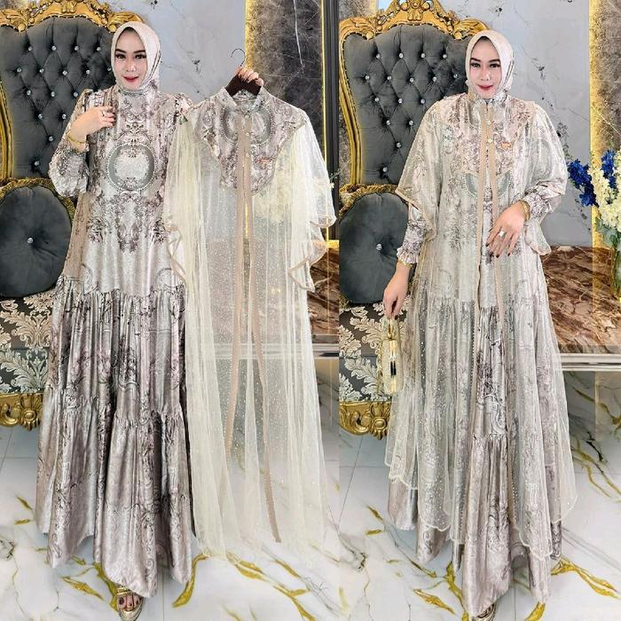 Zifa Fashion || Cod || Dealova Dress Vol 2 Free Hijab Segi4 || Gamis Set Motif Rompi Tile Model Terb