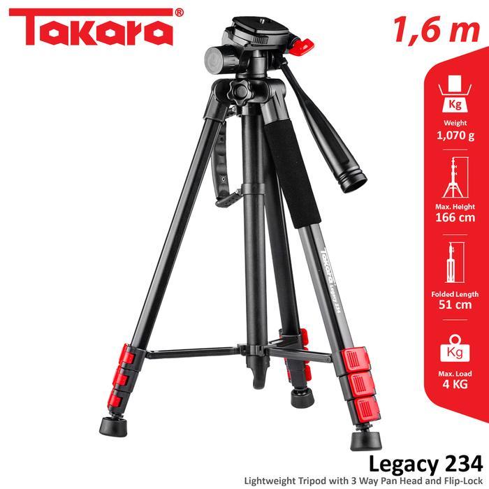Sale! - Takara Legacy 234 Lightweight Tripod Fluid Head For Camera Smartphone Aksesoris Kamera Holde