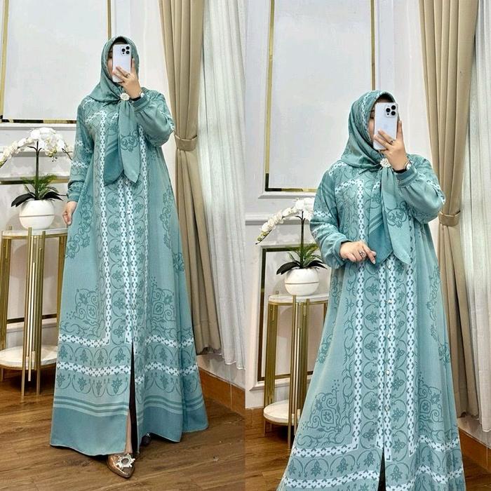 Gamis set hijab Aleva motif