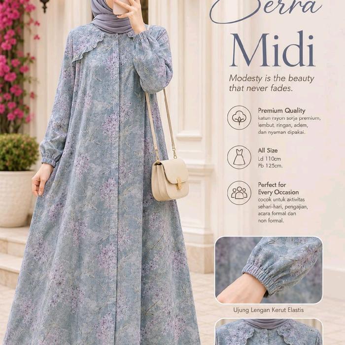 Serra dress by galerina dress midi dress motif dress wanita terbaru