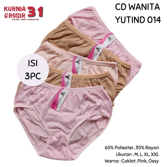 [ISI 3] CD Wanita YUTIND 014 Warna Muda / Celana Dalam Bahan Katun Lembut Yutind art. 014 / Pakaian 